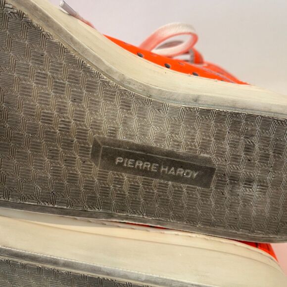 Pierre Hardy Punching Hi Top Sneakers Perforated Orange Size 40/US 9.5 Lace Up - Picture 9 of 9